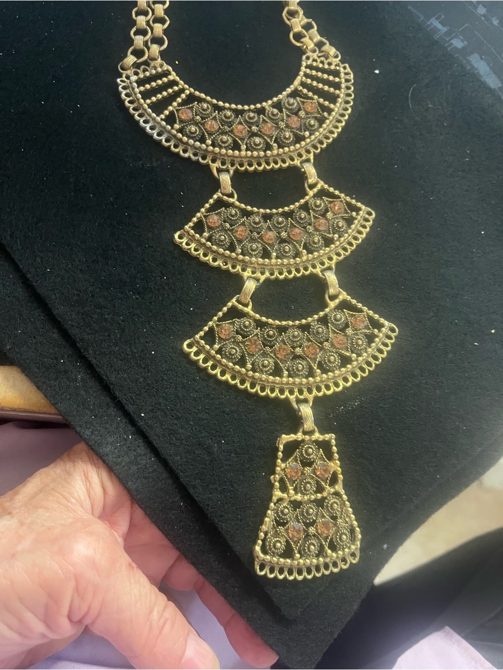 Gold-tone Ornate Filigree Statement Necklace - Gold